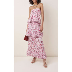 New Amur Pink Nicola Ruffle-Trimmed Chiffon Maxi … - image 1